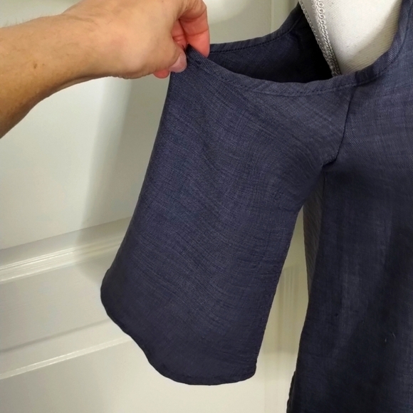 Shinestar women's medium cold shoulder skinny strap blue blouse faux buttons - Picture 3 of 10